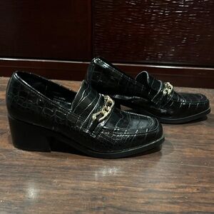 Urban Outfitters black block heel loafers